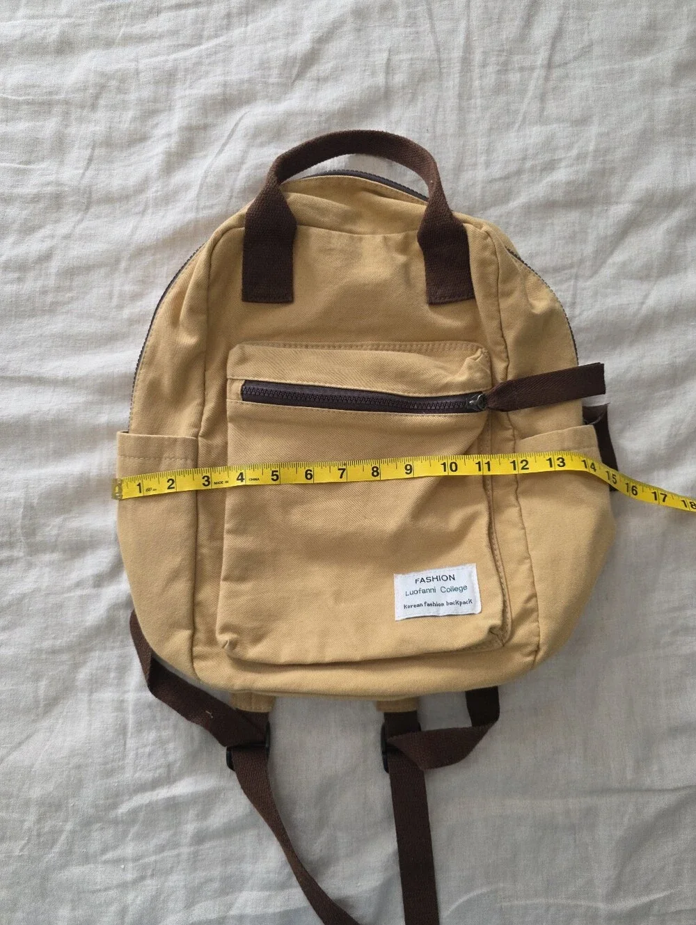Luofanni College Mustard Yellow Canvas Backpack Korean Fashion School Bag